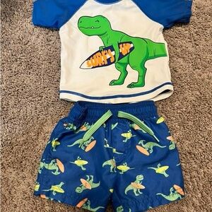 Carter's Blue and Green Dinosaur Swim Trunks